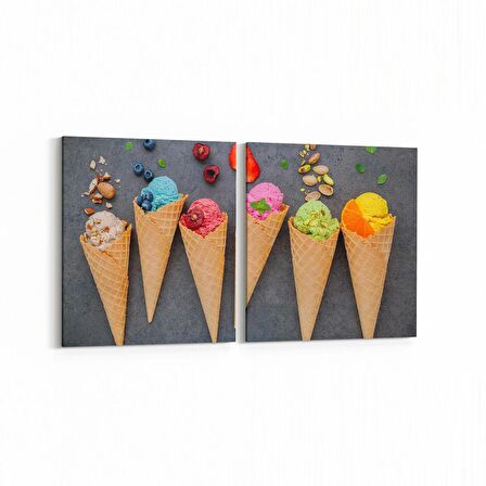 Olla 15288K2Y Gıda Görseli Kare 2'li Yatay Kanvas Tablo (Ölçü: 125X60)