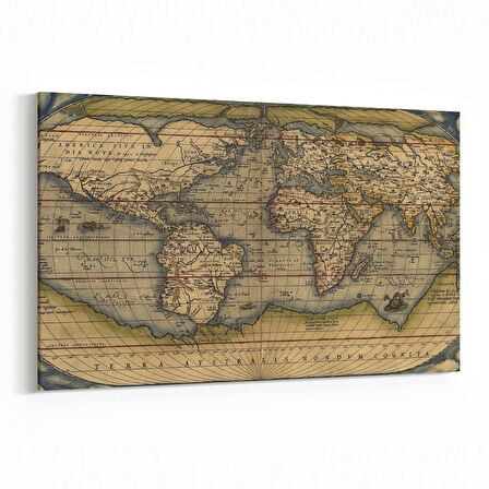 Olla 16242Y Harita Görseli Yatay Kanvas Tablo (Ölçü: 70X50)