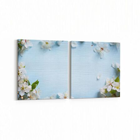 Olla 10824K2Y Ağaç Görseli Kare 2'li Yatay Kanvas Tablo (Ölçü: 125X60)