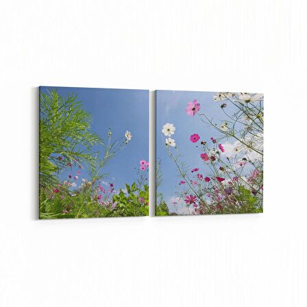 Olla 10729K2Y Ağaç Görseli Kare 2'li Yatay Kanvas Tablo (Ölçü: 125X60)