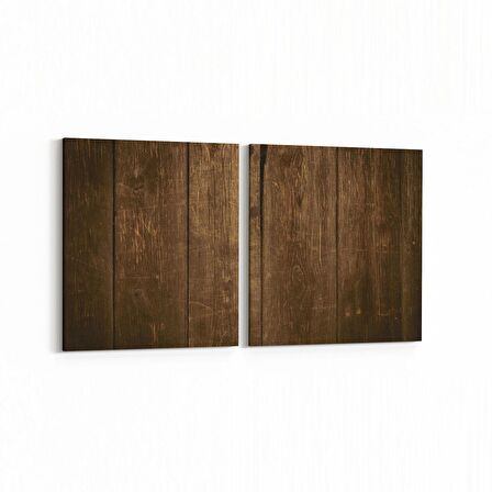 Olla 12037K2Y Ahşap Desen Görseli Kare 2'li Yatay Kanvas Tablo (Ölçü: 145X70)