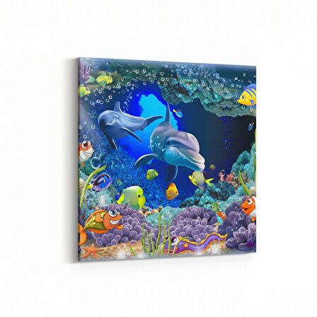 Olla 12110K Akvaryum / Balık Görseli Kare Kanvas Tablo (Ölçü: 25X25)