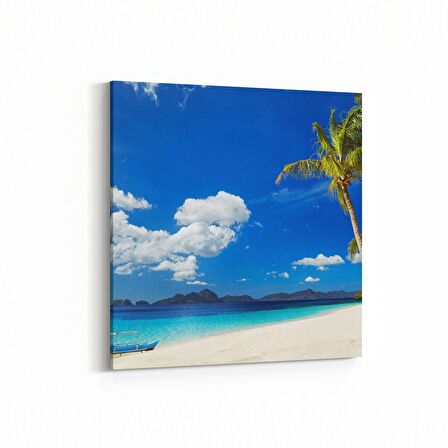 Olla 16403K Kumsal / Sahil Görseli Kare Kanvas Tablo (Ölçü: 25X25)