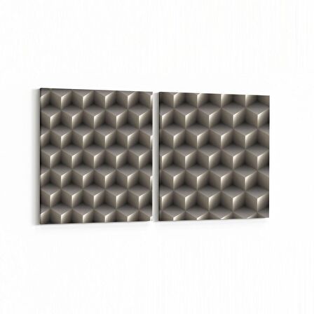 Olla 10055K2Y Abstract 3 Boyut Görsel Kare 2'li Yatay Kanvas Tablo (Ölçü: 145X70)