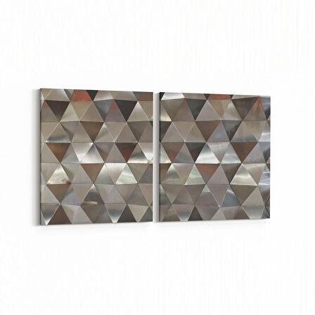 Olla 10032K2Y Abstract 3 Boyut Görsel Kare 2'li Yatay Kanvas Tablo (Ölçü: 145X70)