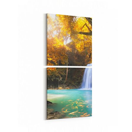 Olla 13603K2D Doğa / Manzara Görseli Kare 2'li Dikey Kanvas Tablo (Ölçü: 30X65)