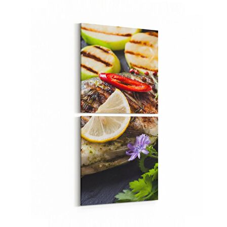 Olla 14975K2D Gıda Görseli 2'li Dikey Kanvas Tablo (Ölçü: 30X65)