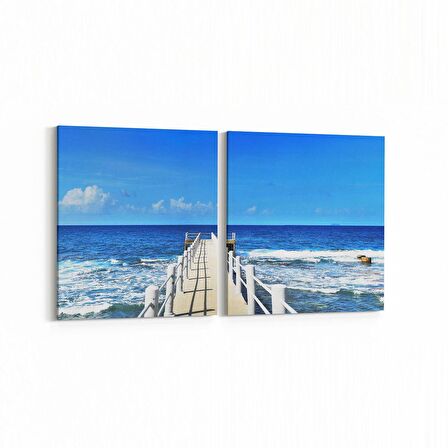 Olla 16426K2Y Kumsal / Sahil Görseli Kare 2'li Yatay Kanvas Tablo (Ölçü: 125X60)