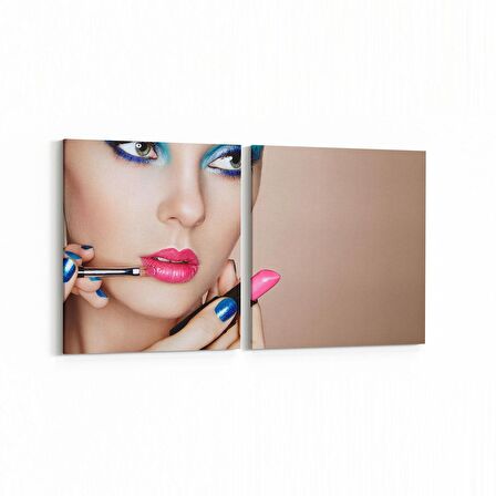 Olla 16773K2Y Model / Manken Görseli 2'li Yatay Kanvas Tablo (Ölçü: 65X30)