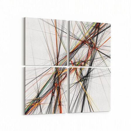Olla 10062K4 Abstract Görsel Kare 4'lü Kanvas Tablo (Ölçü: 65X65)