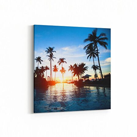 Olla 15935K Günbatımı Görseli Kare Kanvas Tablo (Ölçü: 25X25)