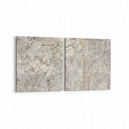 Olla 16693K2Y Mermer Desen Görsel Kare 2'li Yatay Kanvas Tablo (Ölçü: 65X30)