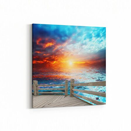 Olla 15950K Günbatımı Görseli Kare Kanvas Tablo (Ölçü: 30X30)