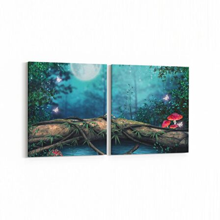 Olla 12719K2Y Çocuk Odası Görseli 2'li Yatay Kanvas Tablo (Ölçü: 145X70)