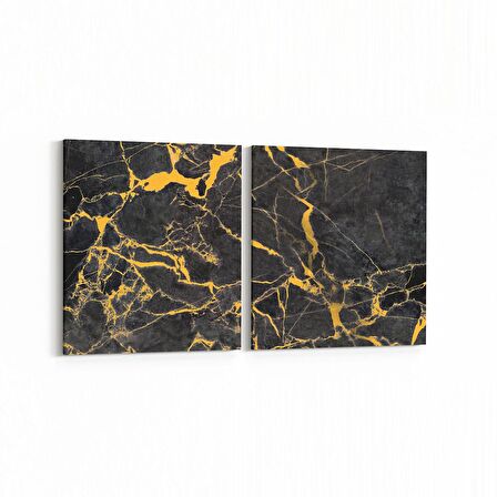 Olla 16685K2Y Mermer Desen Görsel Kare 2'li Yatay Kanvas Tablo (Ölçü: 105X50)