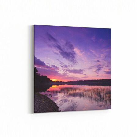 Olla 16036K Günbatımı Görseli Kare Kanvas Tablo (Ölçü: 100X100)