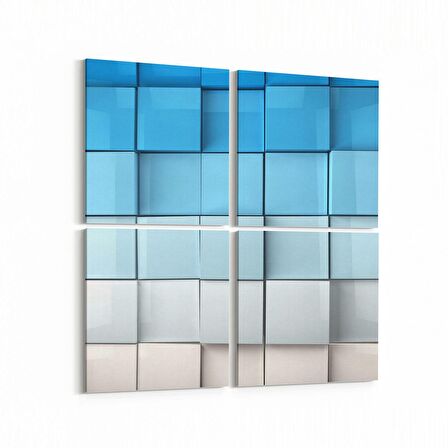 Olla 10056K4 Abstract 3 Boyut Görsel Kare 4'lü Kanvas Tablo (Ölçü: 105X105)