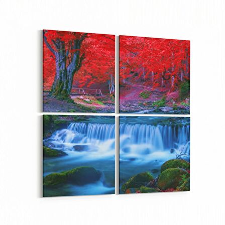 Olla 14129K4 Doğa / Manzara Görseli Kare 4'lü Kanvas Tablo (Ölçü: 125X125)