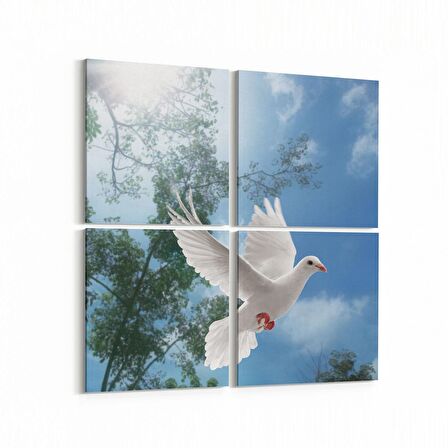 Olla 15846K4 Gökyüzü Kuşlar Görseli Kare 4'lü Kanvas Tablo (Ölçü: 125X125)