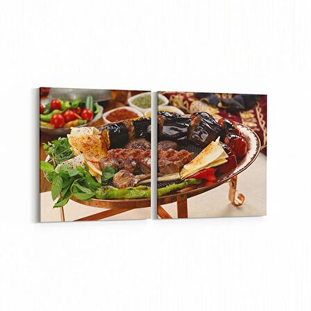 Olla 15064K2Y Gıda Görseli Kare 2'li Yatay Kanvas Tablo (Ölçü: 125X60)