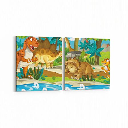 Olla 12767K2Y Çocuk Odası Görseli 2'li Yatay Kanvas Tablo (Ölçü: 65X30)