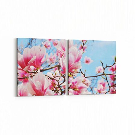 Olla 10561K2Y Ağaç Görseli Kare 2'li Yatay Kanvas Tablo (Ölçü: 125X60)