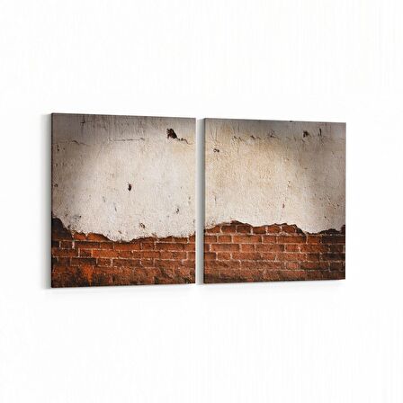Olla 12453K2Y Beton Görseli Kare 2'li Yatay Kanvas Tablo (Ölçü: 145X70)