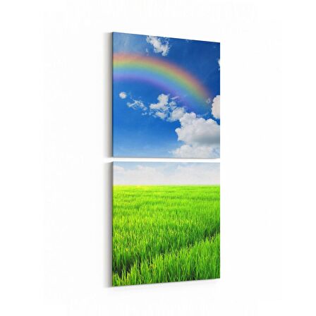 Olla 14622K2D Doğa / Manzara Görseli Kare 2'li Dikey Kanvas Tablo (Ölçü: 30X65)