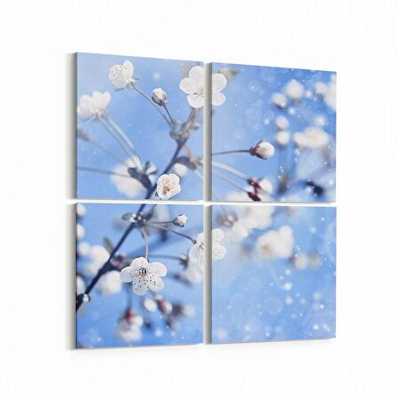 Olla 10471K4 Ağaç Görseli Kare 4'lü Kanvas Tablo (Ölçü: 105X105)