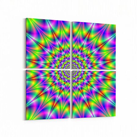 Olla 10227K4 Abstract Girdap Görsel Kare 4'lü Kanvas Tablo (Ölçü: 145X145)