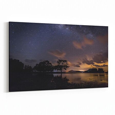 Olla 14779Y Gece Gökyüzü Görseli Yatay Kanvas Tablo (Ölçü: 60X40)