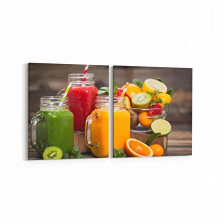 Olla 15034K2Y Gıda Görseli Kare 2'li Yatay Kanvas Tablo (Ölçü: 125X60)