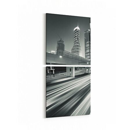 Olla 18632KD Yapı Görseli Kare 2'li Dikey Kanvas Tablo (Ölçü: 30X65)