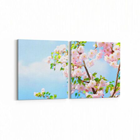 Olla 10615K2Y Ağaç Görseli Kare 2'li Yatay Kanvas Tablo (Ölçü: 145X70)