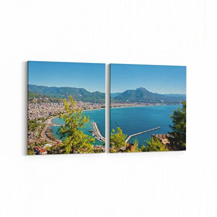 Olla 13346K2Y Doğa / Manzara Görseli Kare 2'li Yatay Kanvas Tablo (Ölçü: 65X30)