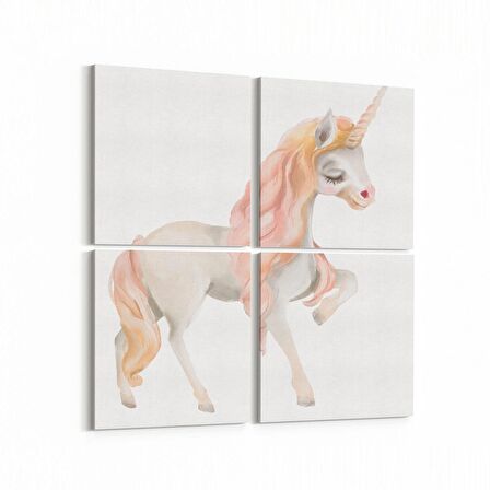 Olla 12713K4 Çocuk Odası Görseli 4'lü Kanvas Tablo (Ölçü: 145X145)