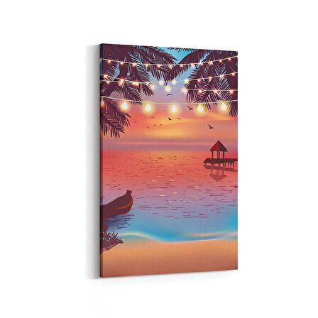 Olla 16041D Günbatımı Görseli Dikey Kanvas Tablo (Ölçü: 80X120)