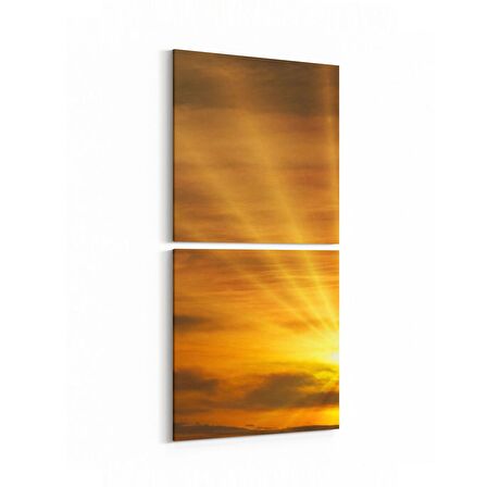 Olla 15923K2D Günbatımı Görseli Kare 2'li Dikey Kanvas Tablo (Ölçü: 30X65)