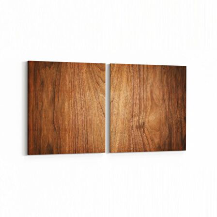 Olla 12034K2Y Ahşap Desen Görseli Kare 2'li Yatay Kanvas Tablo (Ölçü: 145X70)
