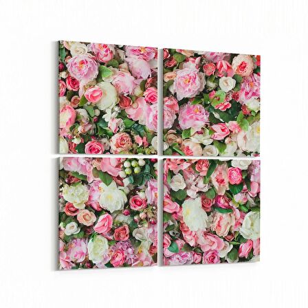 Olla 11606K4 Çiçek Görseli Kare 4'lü Kanvas Tablo (Ölçü: 145X145)
