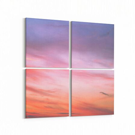 Olla 15929K4 Günbatımı Görseli Kare 4'lü Kanvas Tablo (Ölçü: 65X65)