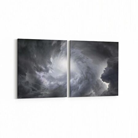 Olla 14762K2Y Gece Gökyüzü Görseli Kare 2'li Yatay Kanvas Tablo (Ölçü: 65X30)