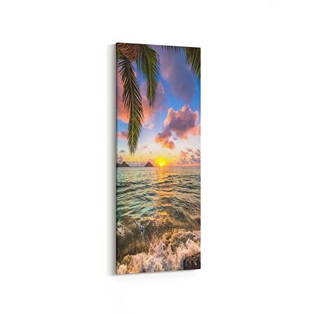 Olla 16063DI Günbatımı Görseli Dikey İnce Kanvas Tablo (Ölçü: 40X120)