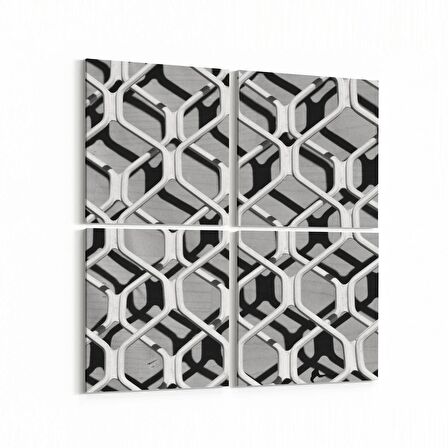 Olla 10038K4 Abstract 3 Boyut Görsel Kare 4'lü Kanvas Tablo (Ölçü: 105X105)