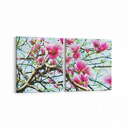 Olla 11064K2Y Ağaç Görseli Kare 2'li Yatay Kanvas Tablo (Ölçü: 125X60)