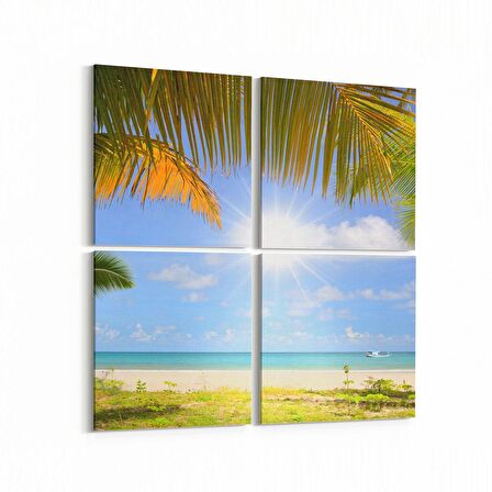 Olla 16555K4 Kumsal / Sahil Görseli Kare 4'lü Kanvas Tablo (Ölçü: 145X145)