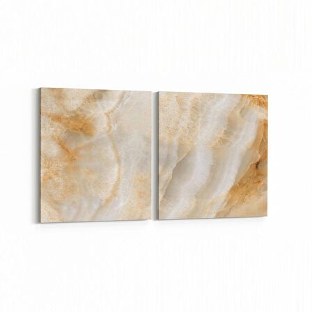 Olla 16690K2Y Mermer Desen Görsel Kare 2'li Yatay Kanvas Tablo (Ölçü: 145X70)