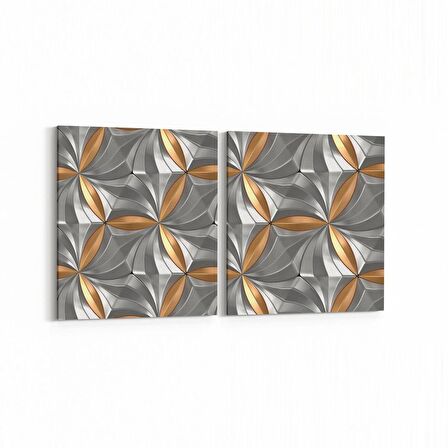 Olla 14958K2Y Geometrik Desen Görseli Kare 2'li Yatay Kanvas Tablo (Ölçü: 145X70)