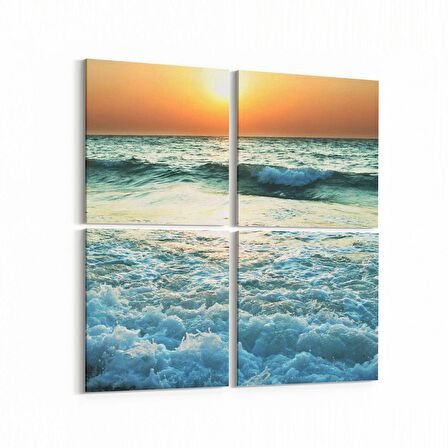 Olla 15976K4 Günbatımı Görseli Kare 4'lü Kanvas Tablo (Ölçü: 145X145)