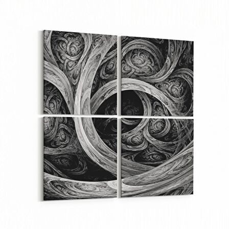 Olla 10321K4 Abstract Görsel Kare 4'lü Kanvas Tablo (Ölçü: 145X145)